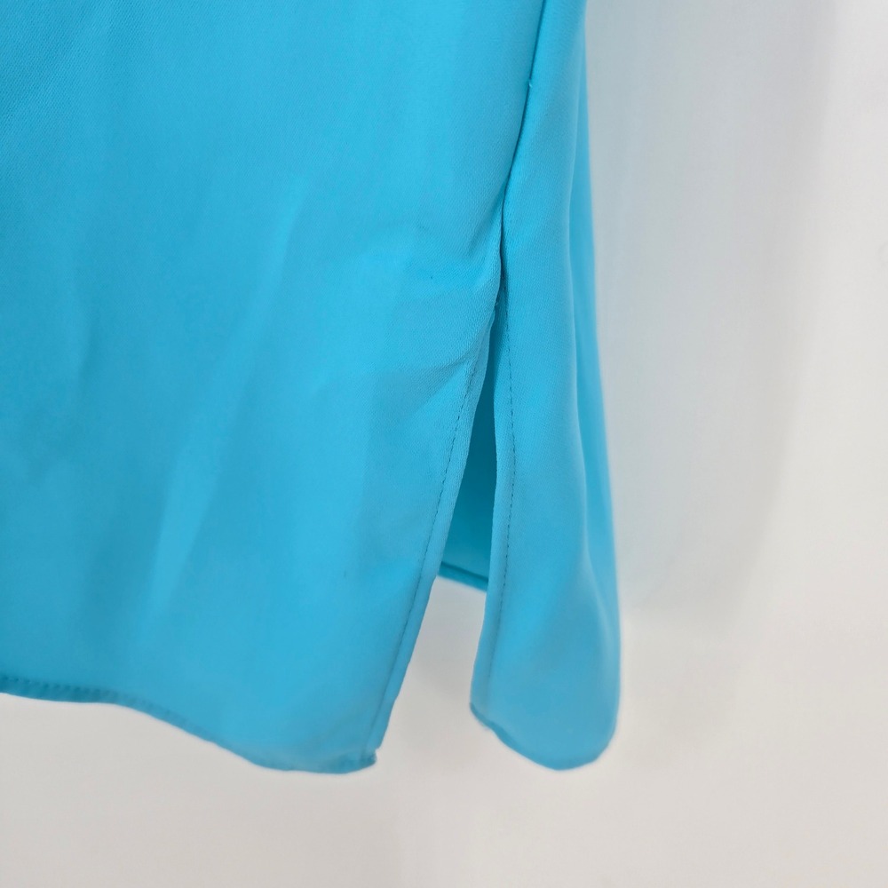 Chico's Robins Egg Blue V-Neck Bell Sleeve Blouse Top Chico's 2 Women's L Casual - Picture 7 of 9